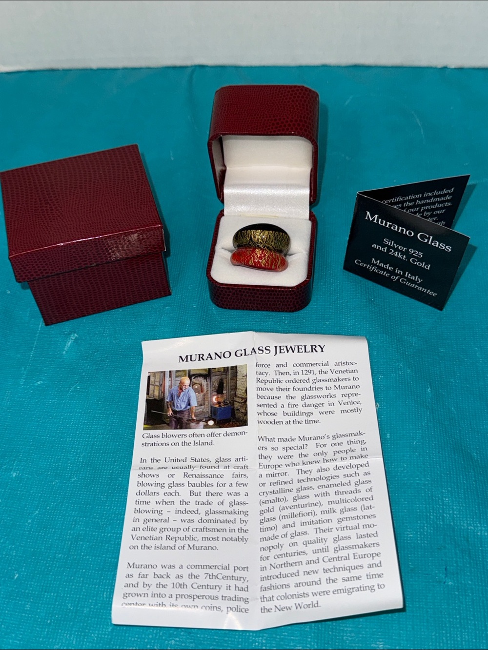 Murano Glass Ring with 24K Gold